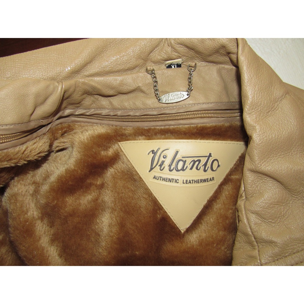 VINTAGE 90s Vilanto Heavyweight Leather Jacket Bomber XL Removable Liner - Picture 8 of 11